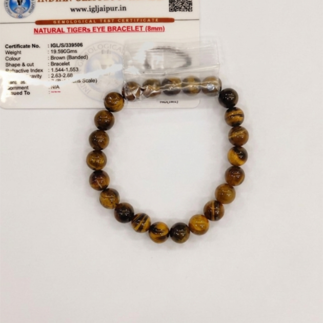 Certified Natural Tiger’s Eye Bracelet (8mm) - Confidence & Luck