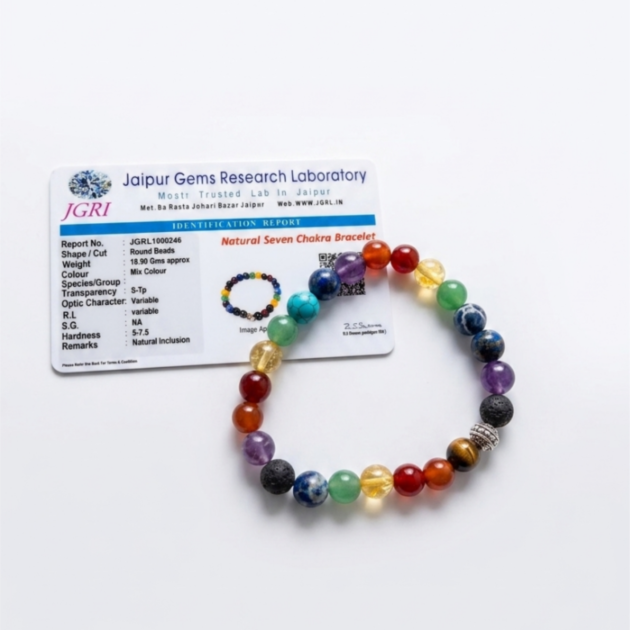 Natural 7 Chakra Lava Stone Bracelet - Emotional Balance & Grounding