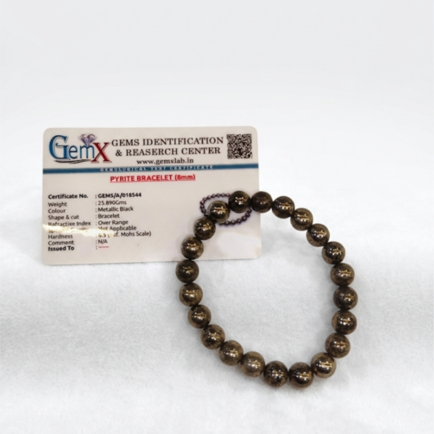 Natural Golden Pyrite Bracelet (8mm) - Wealth & Abundance (Certified)