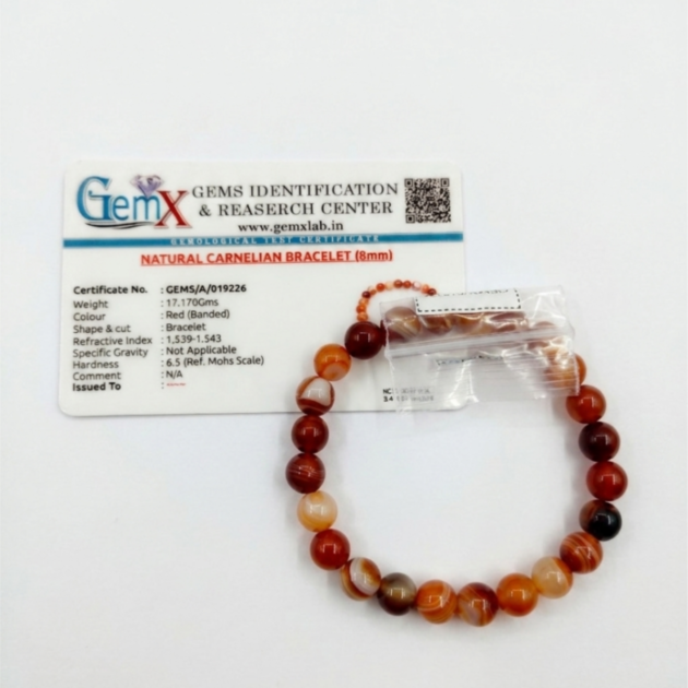 Natural Red Carnelian Bracelet - Motivation & Vitality (8mm)