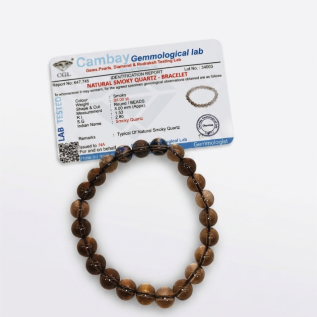 Natural Smoky Quartz Bracelet - Grounding & Protection (Certified)