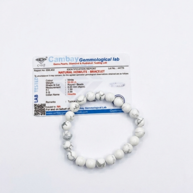 Natural White Howlite Bracelet - Stress Relief & Focus (8mm)