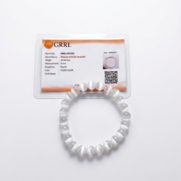 Natural White Selenite Bracelet - Aura Cleansing & Meditation (Certified)