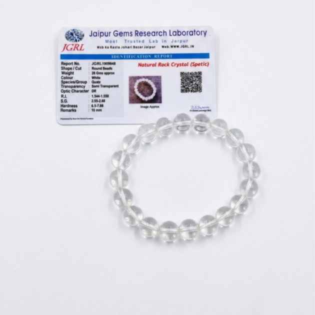 Premium Sphatik (Clear Quartz) Bracelet (10mm) - Healing & Energy